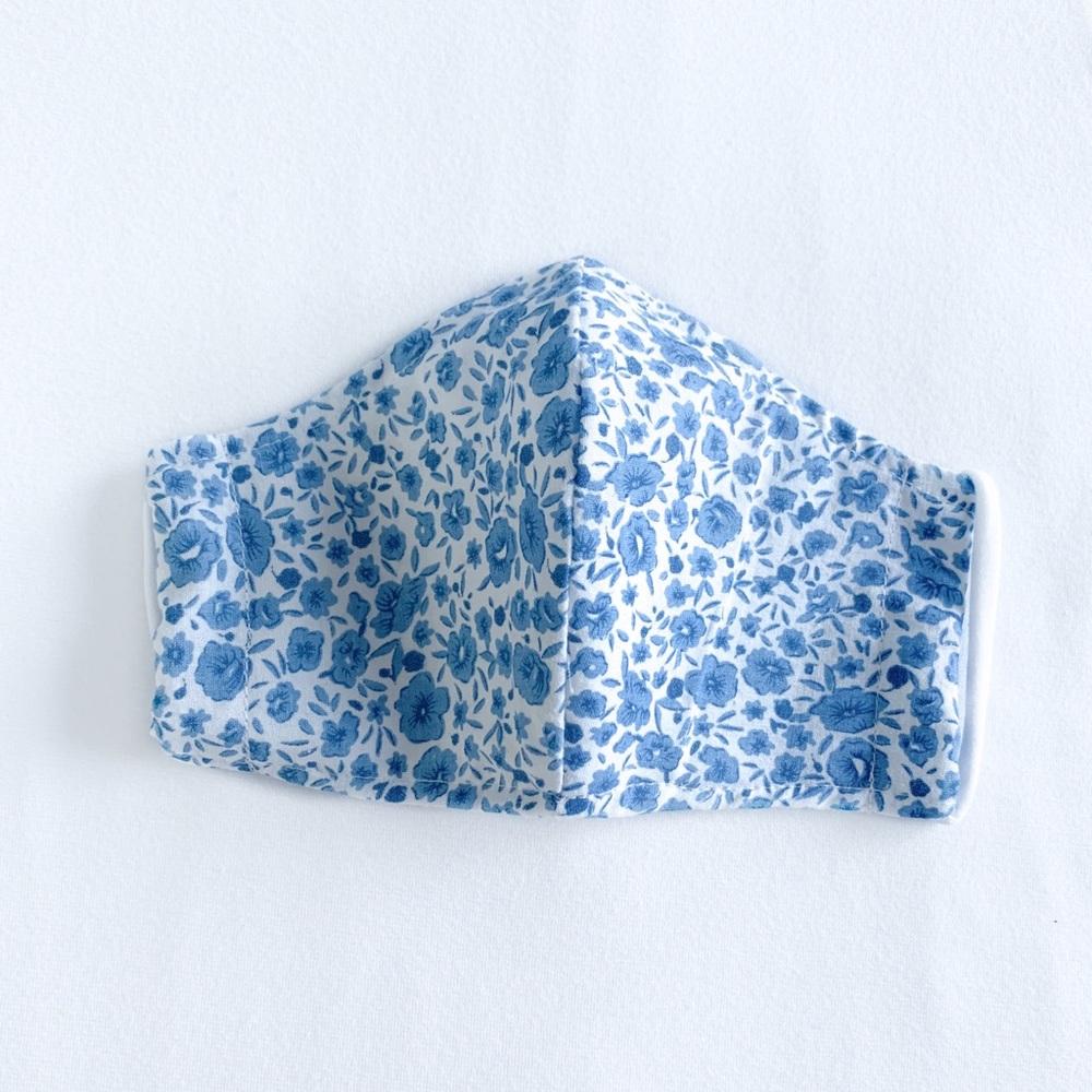 blue floral face mask